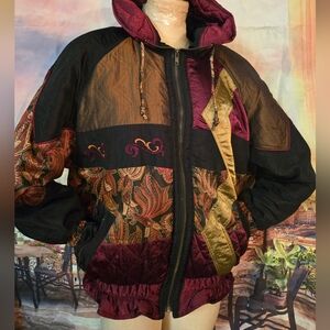 Patchwork Hooded Jacket - Multicolor,Vintage